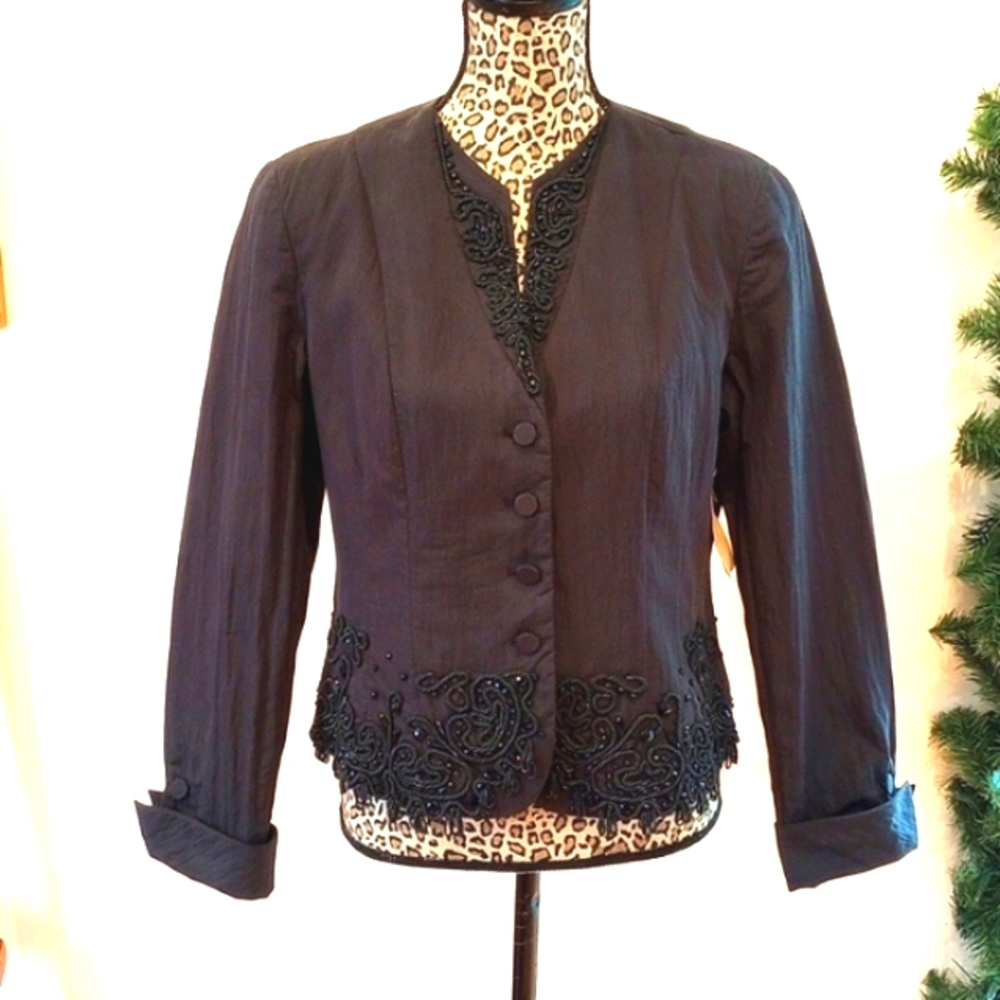 REDUCED!!Coldwater Creek Embellished Jacket Size:10P Color:Black NWOT